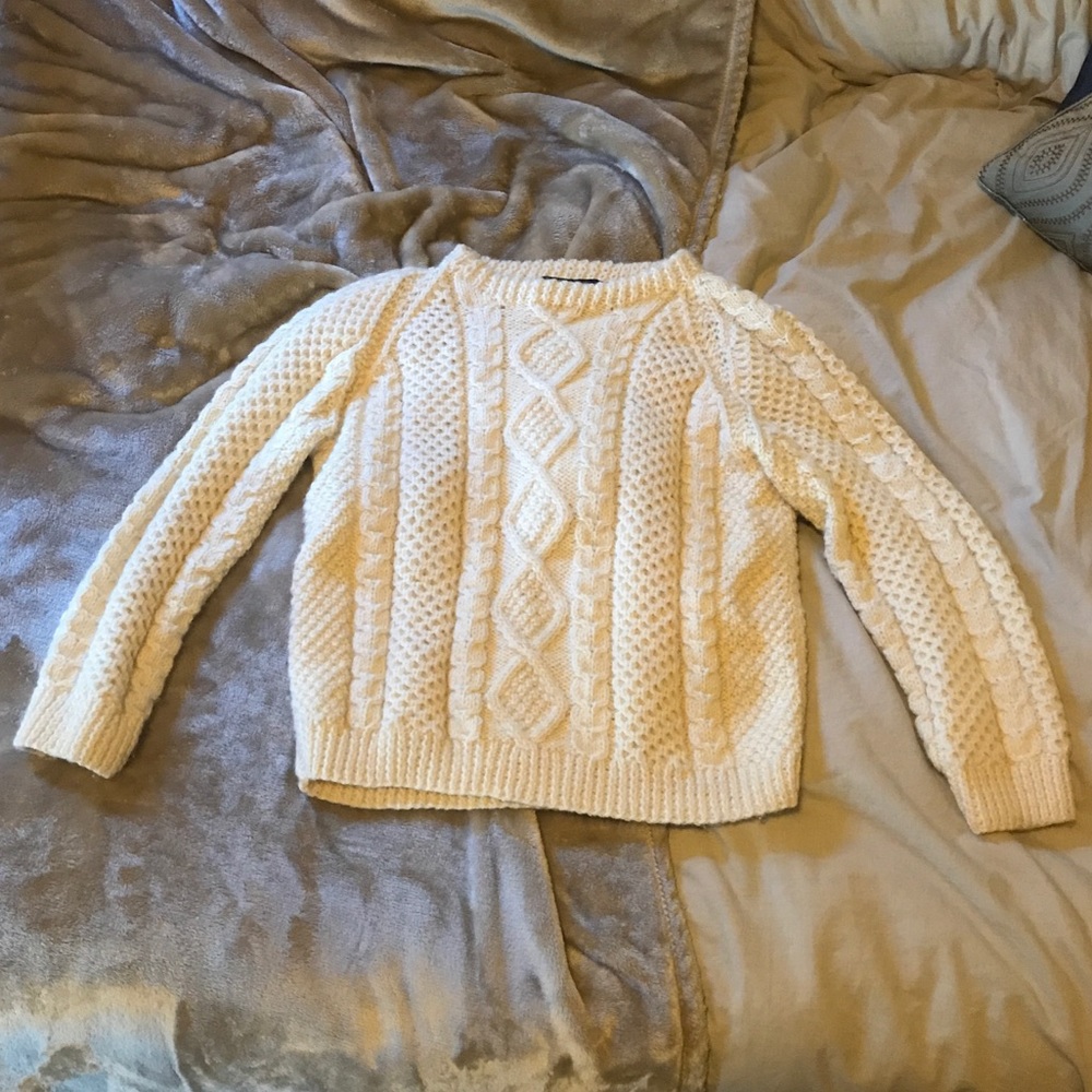 Hand made knit 100% wool Irish sweater S or XS